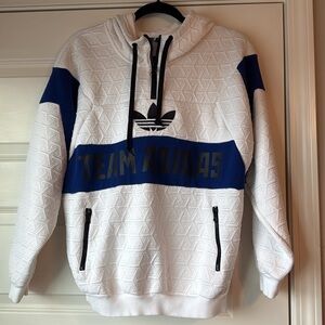 Adidas Team Hoodie in White and Blue
